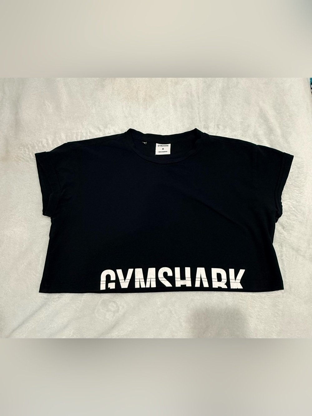 Gymshark Black Crop Top with White Logo